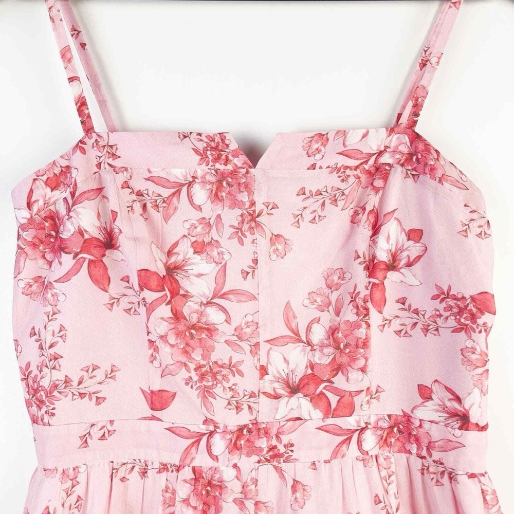 Intermix Pink Floral Silk Blend Babydoll Mini Dress Cottagecore Size 10 Romantic - Picture 8 of 16